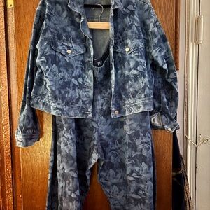 GAP Blue Jean Jacket with Floral Pattern